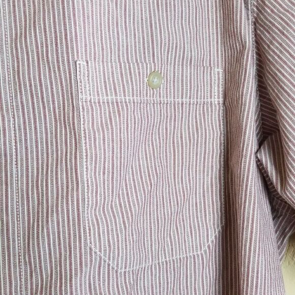 Eddie Bauer Red Striped Button Down Shirt - Picture 2 of 8